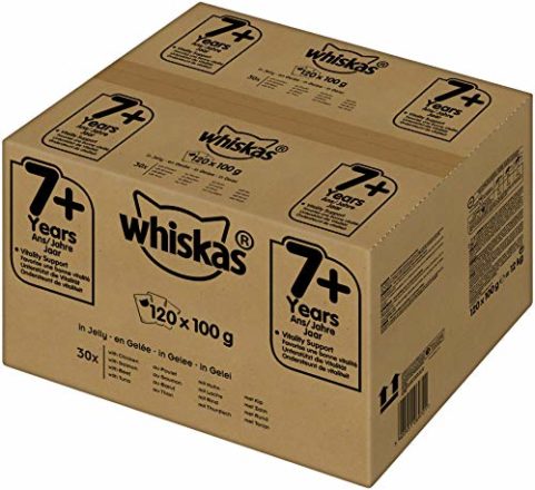 Whiskas 7 + Katzenfutter, Hochwertiges Nassfutter für gesundes Fell, Feuchtfutter in verschiedenen Geschmacksrichtungen